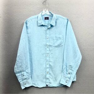 UNTUCKit 100% Linen Mens Shirt Size XL Wrinkle Reistant Blue Long Sleeve Preppy